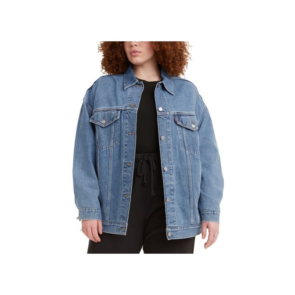 Trendy Plus Size Cotton Baggy Trucker Jacket